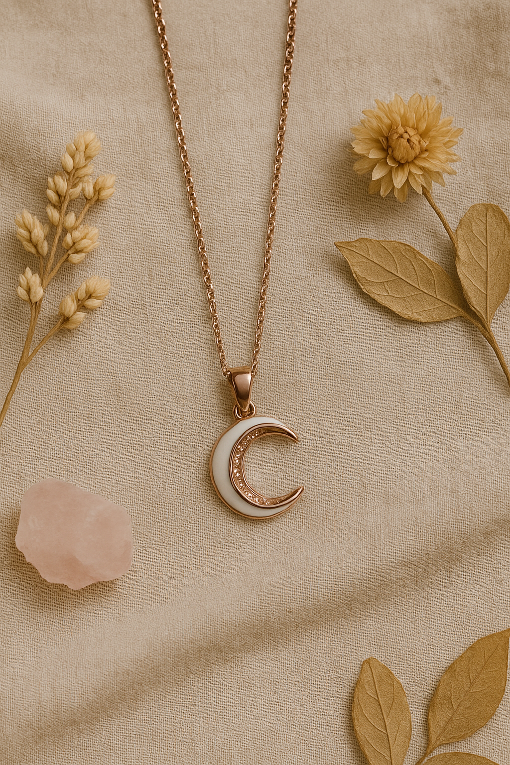Mystic Moon Pendant Rose Gold Necklace