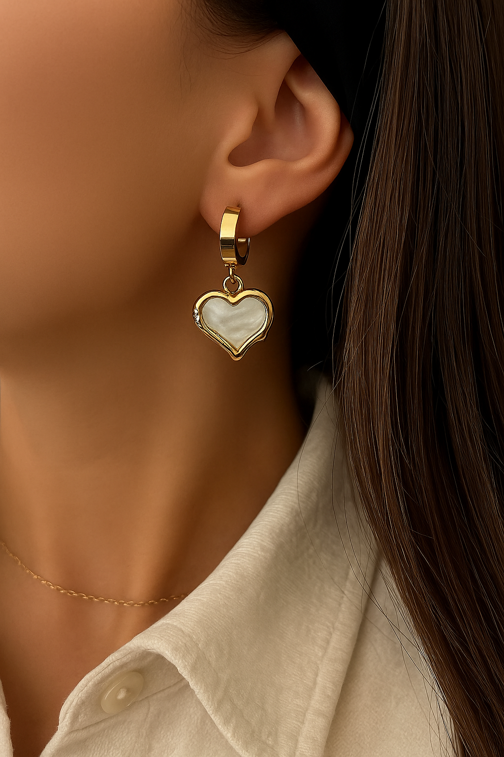 Golden Heart Drop Earrings