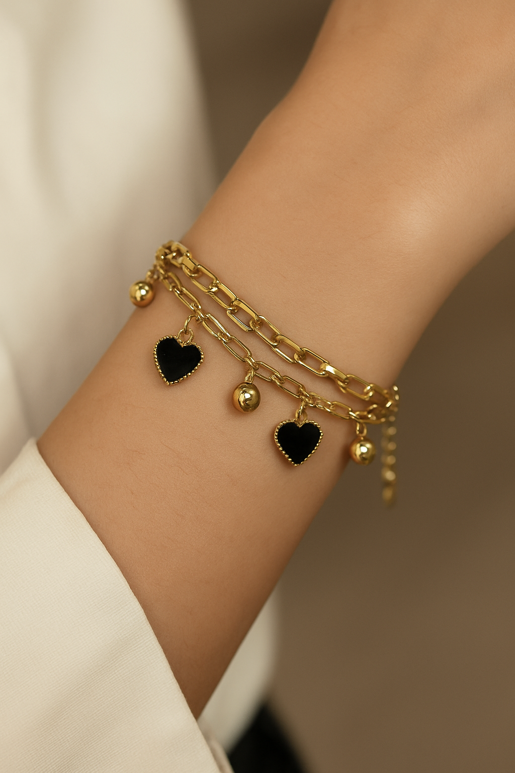 Midnight Heart Gold Bracelet