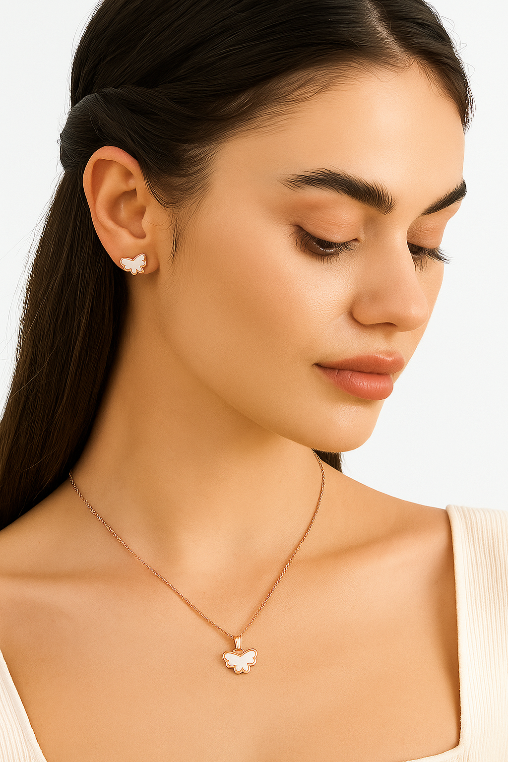 Golden Butterfly Earring & Necklace Combo