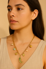 Golden Earthy Treasures Charm Necklace