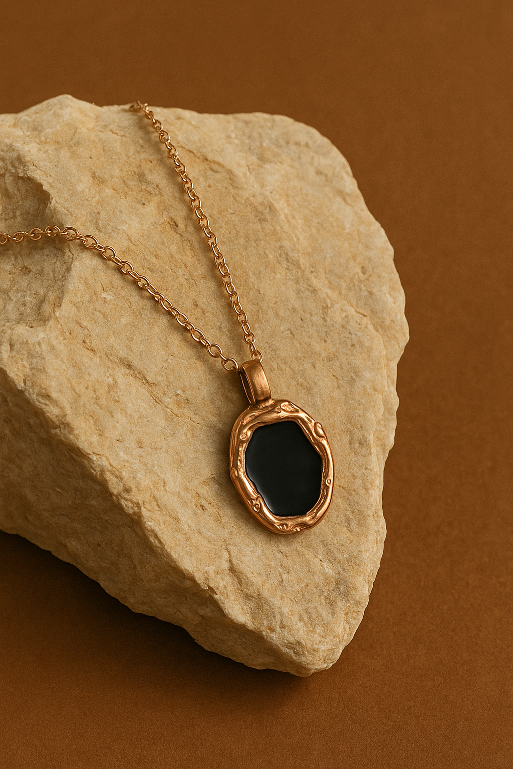 Black Iris Pendant Rose Gold Necklace
